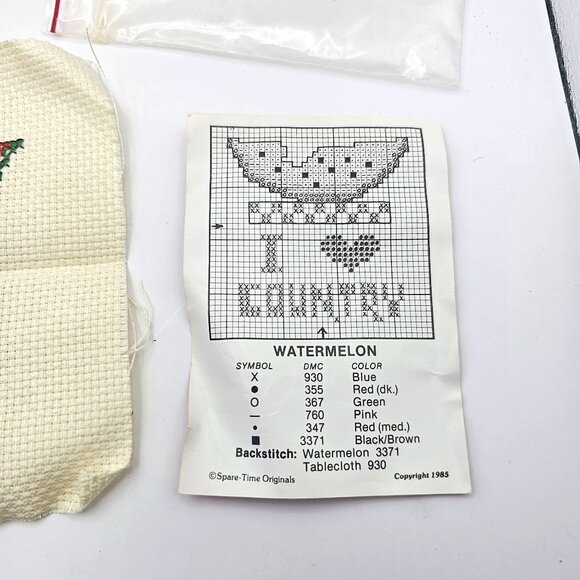I Love Country Watermelon Cross Stitch Completed 5x5 Fabric Project Decor - Picture 3 of 7
